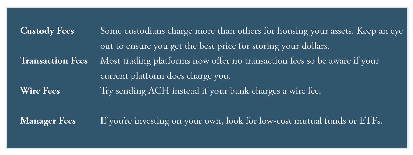 Financial planning fundamentals - common fees